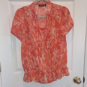 Apt. 9 Women's Vibrant Orange Butterfly Top